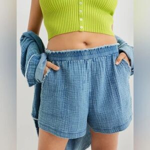 Aerie Gauzy High Waisted Shorts, Light Blue Wash, Size XXL
